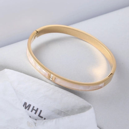 Ins Style Elegant Korean Style Geometric Stainless Steel Plating Diamond 18k Gold Plated Bangle