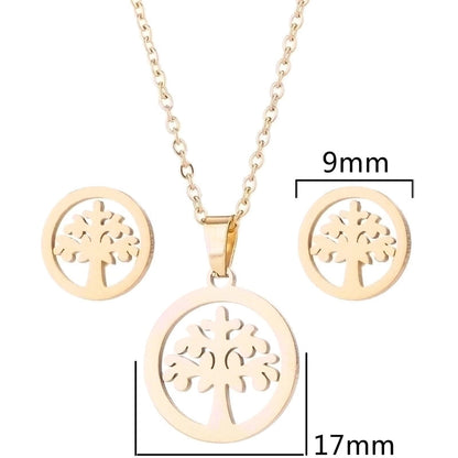Fashion Heart Shape Butterfly Elephant 201 Stainless Steel 18K Gold Plated Earrings Necklace