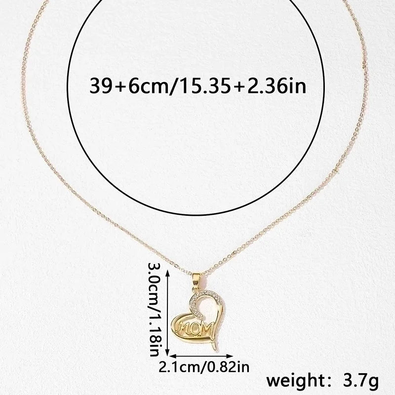 Elegant Romantic Letter Heart Shape Copper Plating Hollow Out Inlay Zircon Pendant Necklace