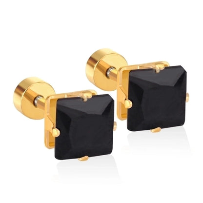 Minimalist Square Stainless Steel Rhinestone Ear Studs 1 Pair