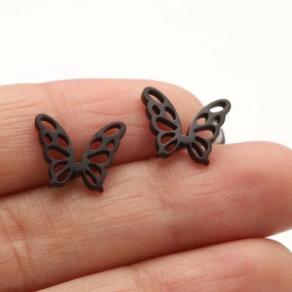 1 Pair Minimalist Butterfly Plating Hollow Out 304 Stainless Steel 18K Gold Plated Ear Studs
