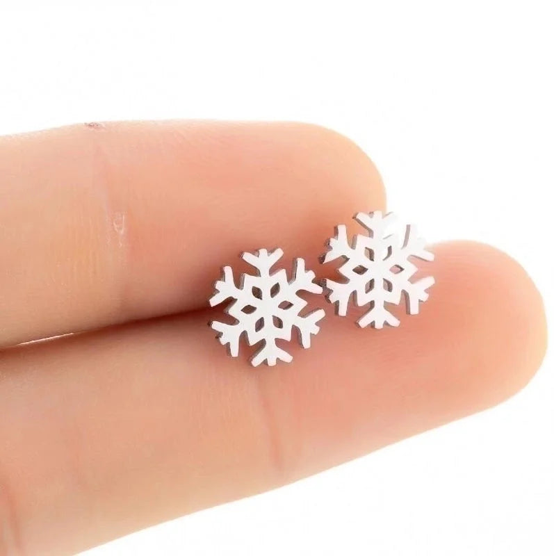 1 Pair Fashion Snowflake Plating 304 Stainless Steel 18K Gold Plated Ear Studs