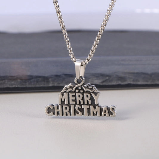 Hip-Hop Vintage Style Human Letter 304 Stainless Steel Polishing Christmas Men's Pendant Necklace