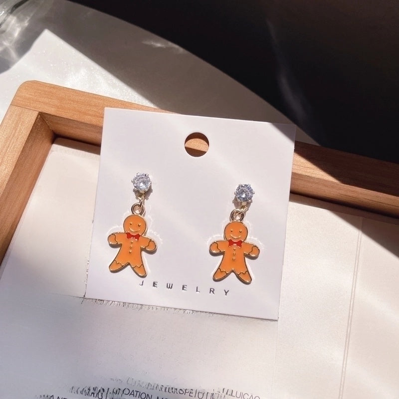 Christmas Earrings Cartoon Cute Santa Elk Earrings Sterling Silver Needle Sweet Girl Earrings