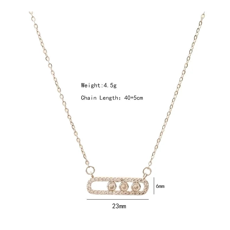 304 Stainless Steel Copper 18K Gold Plated K Gold Plated Inlay Geometric Zircon Pendant Necklace