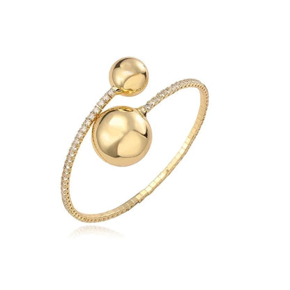 Copper 18K Gold Plated Inlay Round Heart Shape Zircon Bracelets Necklace