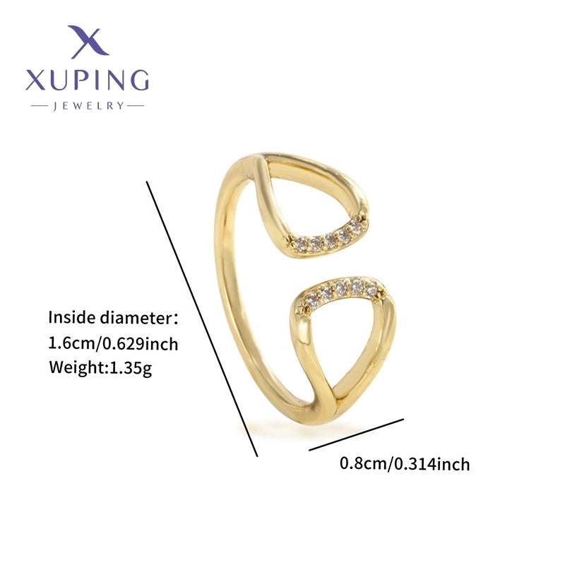 Copper 18K Gold Plated Inlay Geometric Butterfly Fish Tail Artificial Gemstones Open Rings