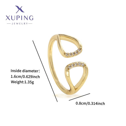 Copper 18K Gold Plated Inlay Geometric Butterfly Fish Tail Artificial Gemstones Open Rings