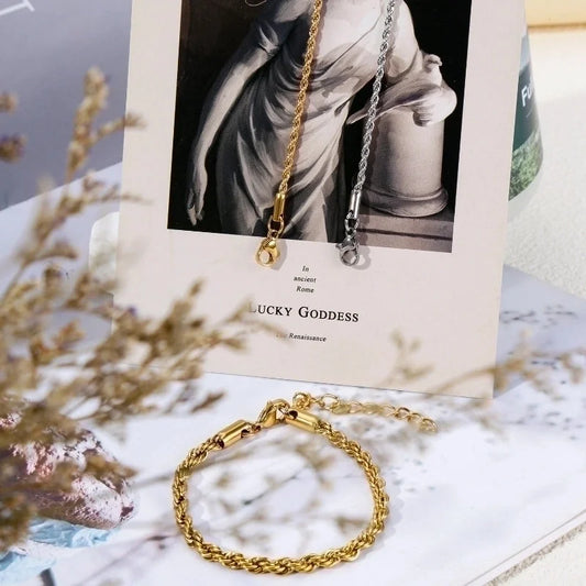 316 Stainless Steel Gold Plated Hip-Hop Retro Plating Solid Color Bracelets