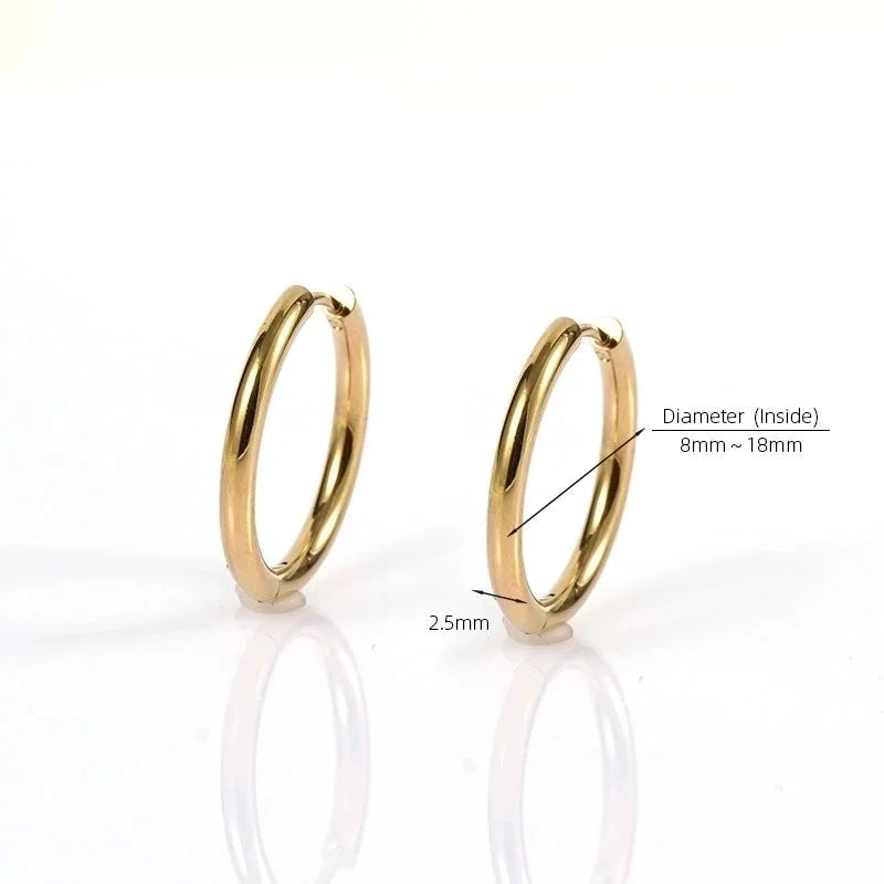 1 Pair Minimalist Classic Style Solid Color Plating 304 Stainless Steel 18K Gold Plated Earrings