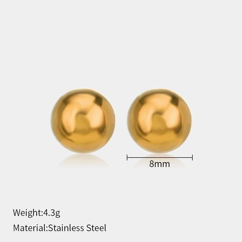 1 Pair Minimalist Ball Solid Color Plating 304 Stainless Steel Stainless Steel Earrings