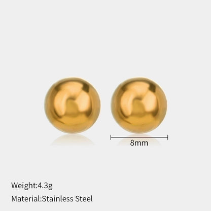 1 Pair Minimalist Ball Solid Color Plating 304 Stainless Steel Stainless Steel Earrings