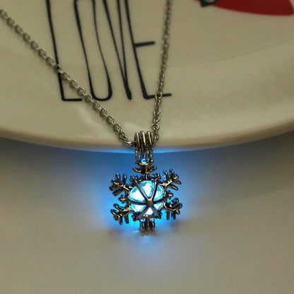 Luminous Hollow Snowflake Pendant Necklace