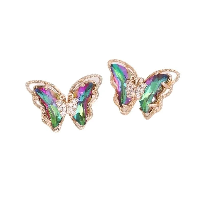Fashion Butterfly Copper No Inlaid 18K Gold Plated Earrings Ear Studs