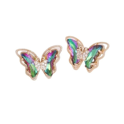 Fashion Butterfly Copper No Inlaid 18K Gold Plated Earrings Ear Studs