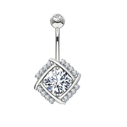 1 Piece Belly Rings Minimalist Heart Shape Wings Butterfly 316L Stainless Steel Copper Inlay Zircon