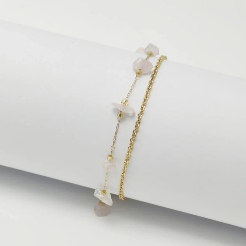 Elegant Beach Minimalist Geometric Crystal Gravel 18K Gold Plated Bracelets In Bulk
