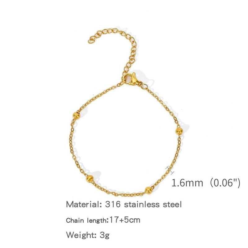 Minimalist Classic Style Geometric 304 Stainless Steel Cable Chain Snake Chain Bracelets In Bulk