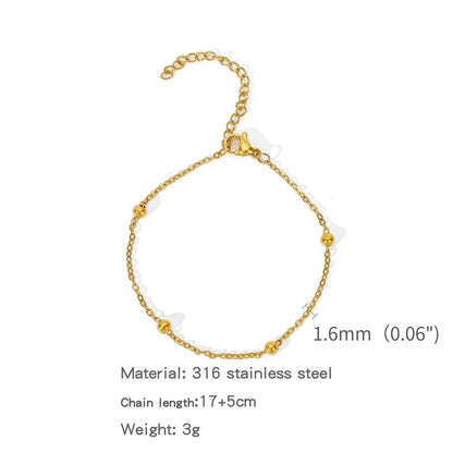 Minimalist Classic Style Geometric 304 Stainless Steel Cable Chain Snake Chain Bracelets In Bulk