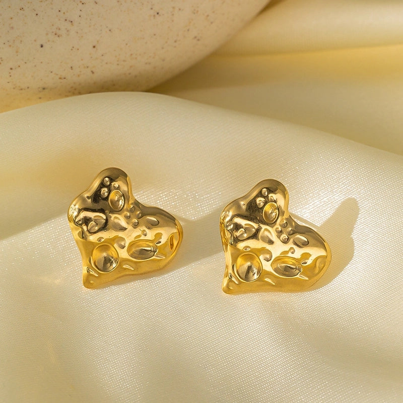 1 Pair Basic Minimalist Irregular Heart Shape Plating Titanium Steel Ear Studs