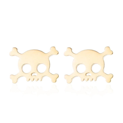 Halloween Minimalist Skull Stainless Steel No Inlaid Ear Studs