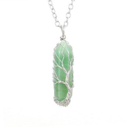 Minimalist Hexagon Prism Natural Stone Ferroalloy Knitting Pendant Necklace