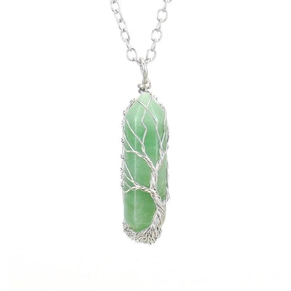 Minimalist Hexagon Prism Natural Stone Ferroalloy Knitting Pendant Necklace