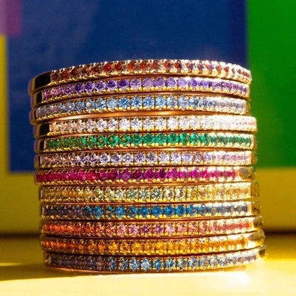 316 Stainless Steel Shiny Inlay Geometric Rhinestones Rings