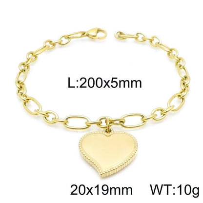Minimalist Heart Shape Stainless Steel 18K Gold Plated Bracelets In Bulk