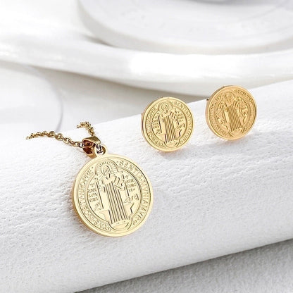 Vintage Style Geometric 304 Stainless Steel 18K Gold Plated Plating Earrings Necklace