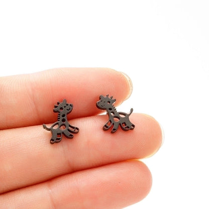 1 Pair Cute Giraffe Plating 304 Stainless Steel 18K Gold Plated Ear Studs