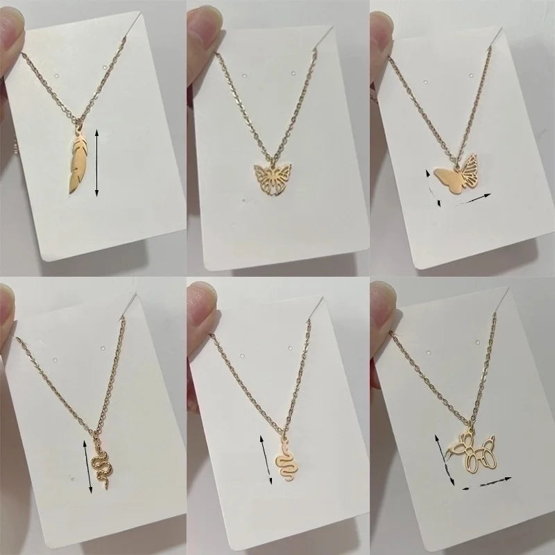 Sweet Animal/zodiac Titanium Steel Plating Snake Butterfly Pendant Necklace
