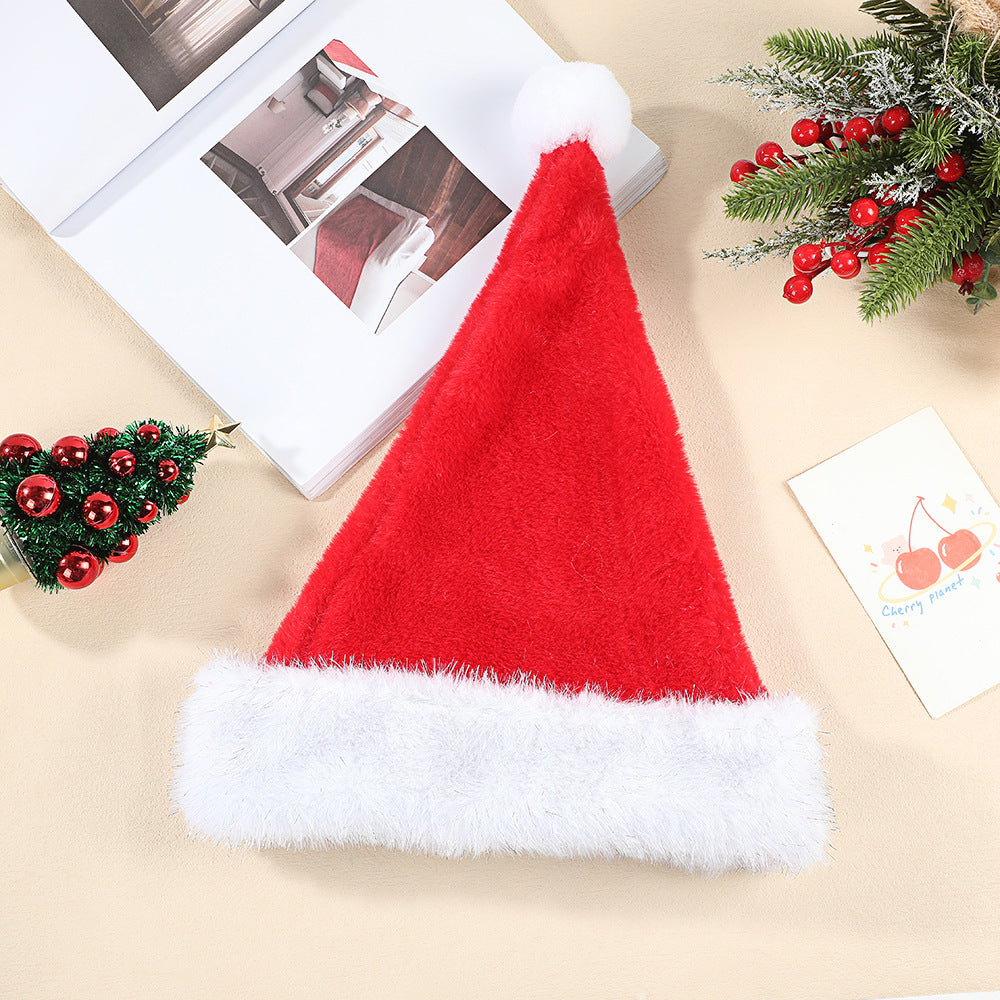 2 Pieces Christmas Plush Shiny Sequin Reversible Hat Thickened Holiday Party Decoration Hat