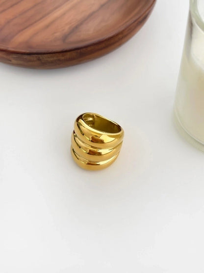 Nordic Style Exaggerated Color Block 316 Stainless Steel 18K Gold Plated Irregular Rings