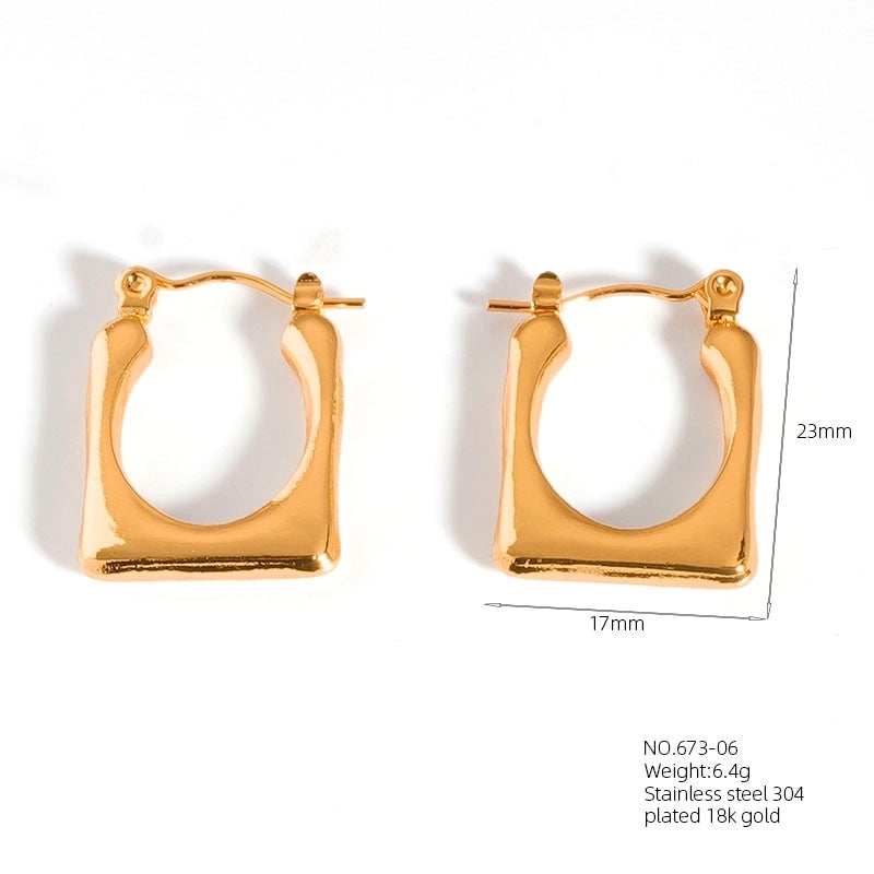 1 Pair Casual Modern Style Classic Style U Shape Geometric 304 Stainless Steel Titanium Steel 18K Gold Plated Earrings
