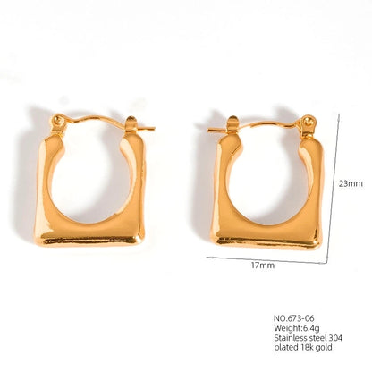 1 Pair Casual Modern Style Classic Style U Shape Geometric 304 Stainless Steel Titanium Steel 18K Gold Plated Earrings