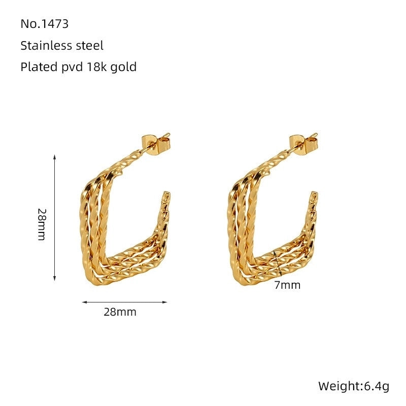 1 Pair Minimalist Classic Style Solid Color 304 Stainless Steel 18K Gold Plated Earrings Ear Studs