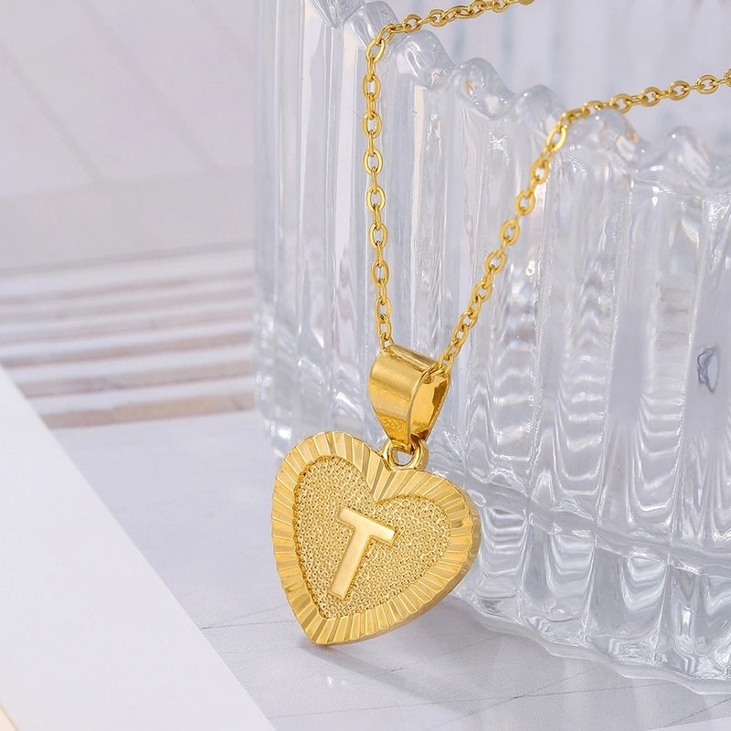 Sweet Letter Stainless Steel Copper Plating Inlay Zircon 18k Gold Plated Pendant Necklace