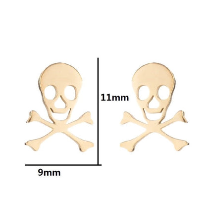 1 Pair Halloween Fashion Smile Face Star Skull Plating Hollow Out Stainless Steel Ear Studs