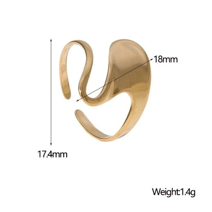 IG Style Modern Style Minimalist Asymmetrical Irregular 304 Stainless Steel 18K Gold Plated Open Rings