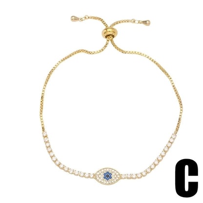 Fashion Eye Copper 18k Gold Plated Zircon Bracelets In Bulk