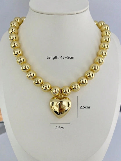 Casual Minimalist Classic Style Heart Shape 18K Gold Plated Brass Pendant Necklace