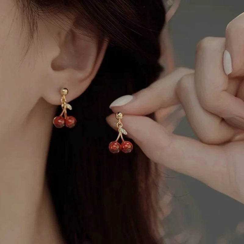 Copper Cherry Plating Cherry Earrings Necklace