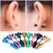 Fashion Punk Style Titanium Steel Screw Stud Earrings