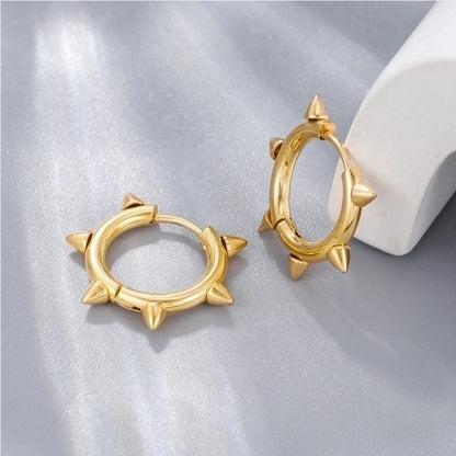 5 Pieces Hip-Hop Retro Minimalist Round Plating 304 Stainless Steel Hoop Earrings