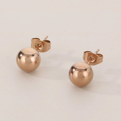 1 Pair Minimalist Round 304 Stainless Steel 18K Gold Plated Ear Studs