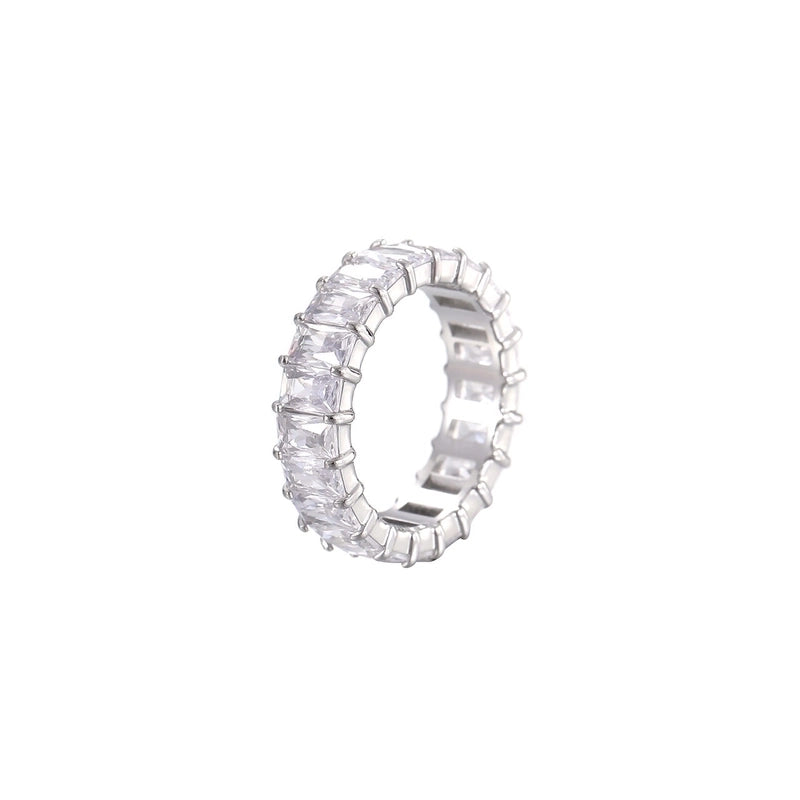 Fashion Round 304 Stainless Steel Zircon White Gold Plated Gold Plated Plating Rings