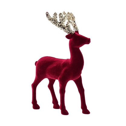 Christmas Reindeer Ornament Christmas Tree Decoration Hanging Decoration Glitter Wine Red Flocked Reindeer Pendant