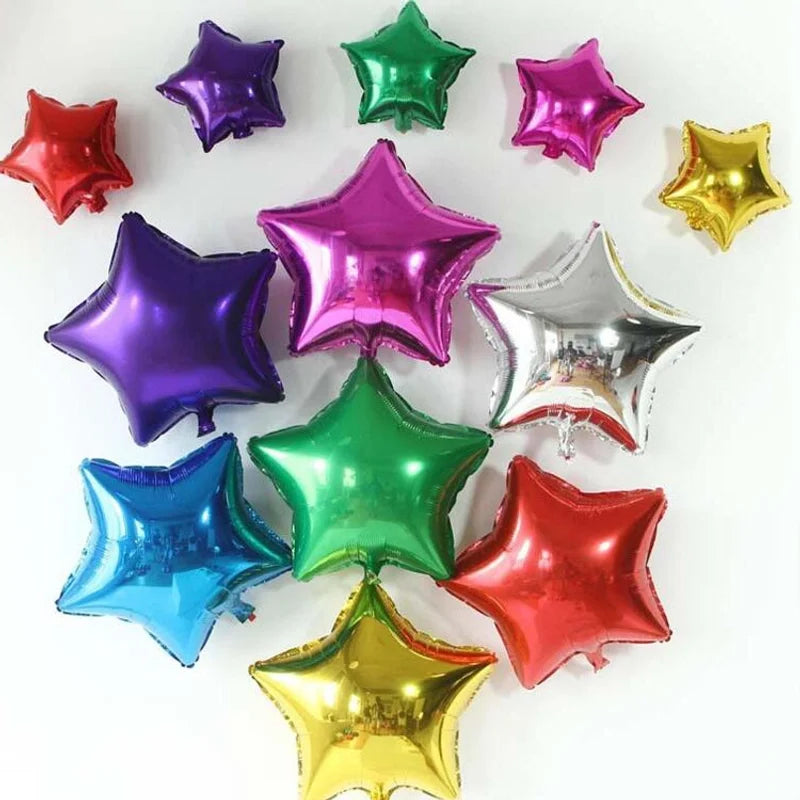 100 Pieces 10-inch Star-shaped Heart-shaped Foil Balloons Star Pattern Foil Balloons For Wedding Birthday Decoration Balloon Arrangement