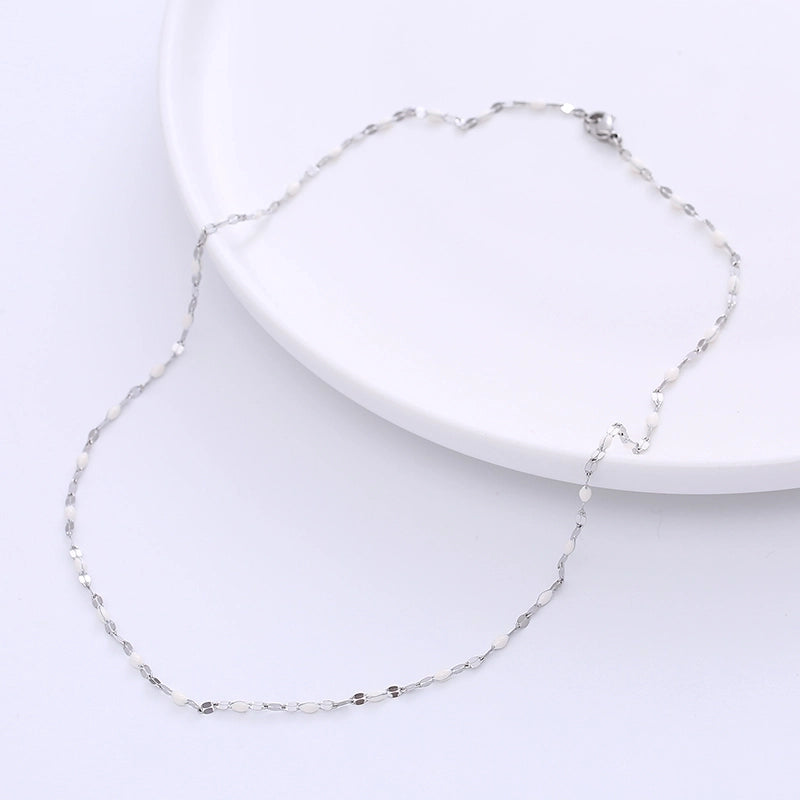 Casual Lips 304 Stainless Steel No Inlaid 18K Gold Plated Epoxy Chain Stainless Steel Necklaces